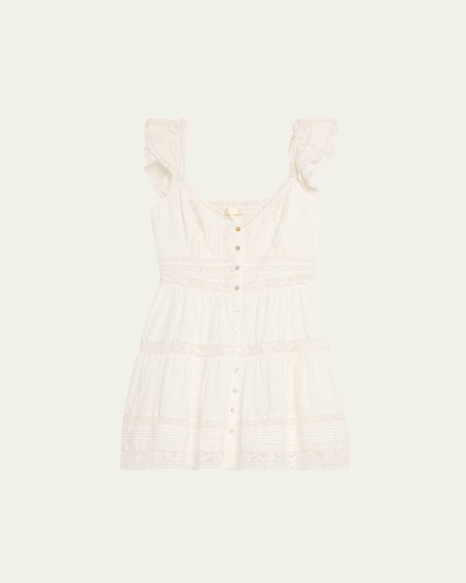 Rietta Cotton Lace-Trimmed Mini Dress